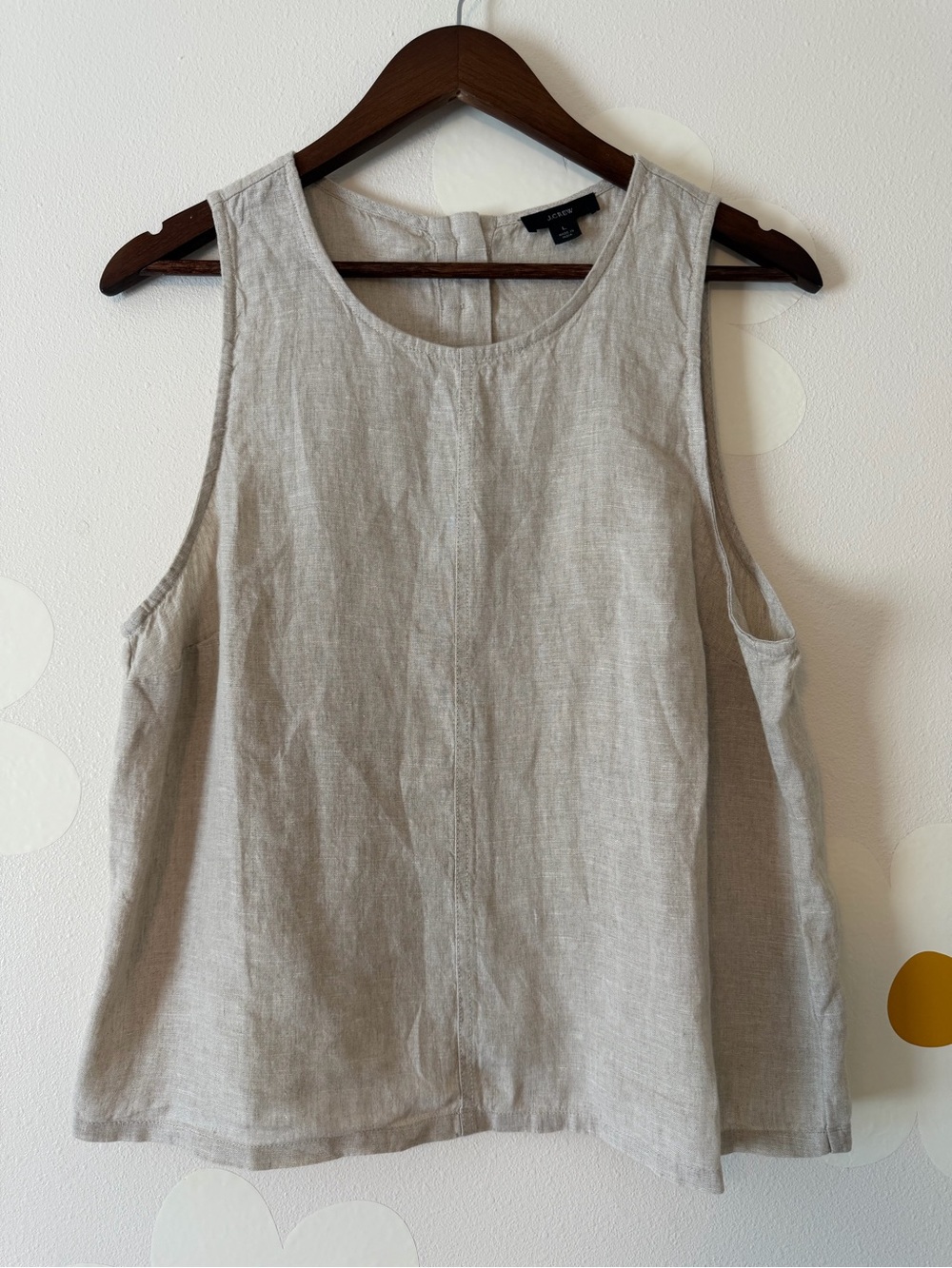 EUC J. Crew 100% Linen Beige Oatmeal Button Back Tank Top